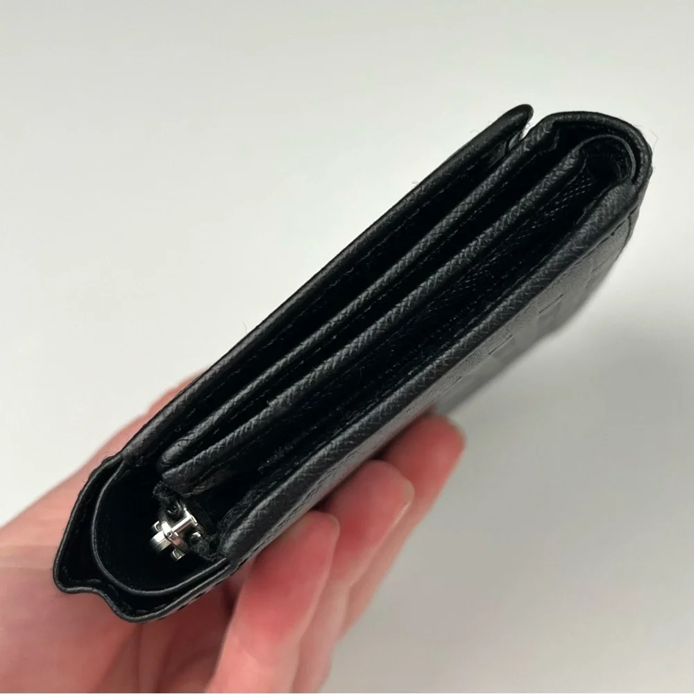Burberry Nova Check Embossed Leather Trifold Wallet Black
